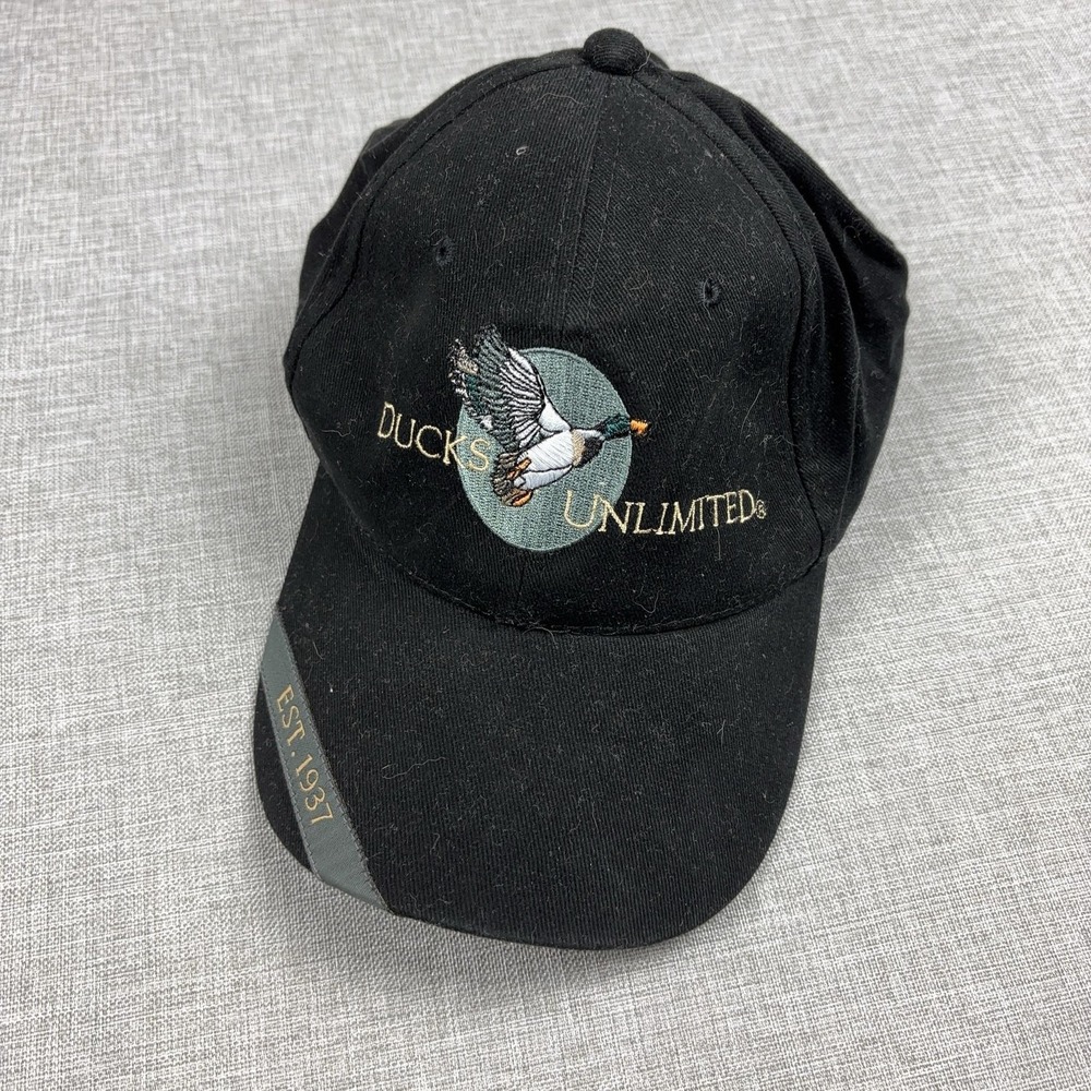Ducks Unlimited Hat Cap Strap Back Mens One Size Black Baseball Hunting Logo